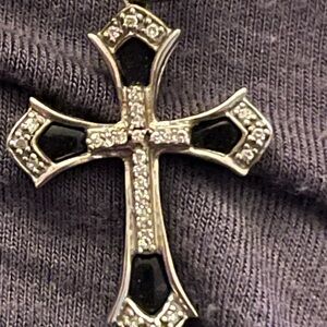 Silver and Black Cross Pendant